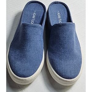 Adam Tucker Denim Mules Slip On Shoes Womens Size 5.5 M Blue Casual Comfort